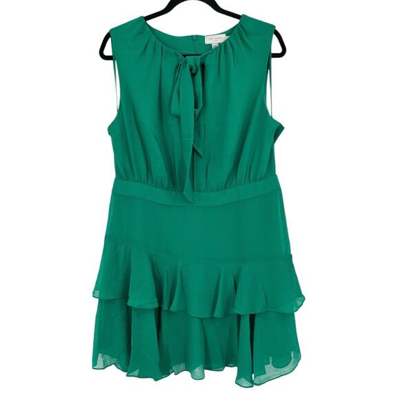 Ted Baker Dress Zandaa Asymmetric Tiered Ruffle green size 5 (US 12) - Picture 2 of 8